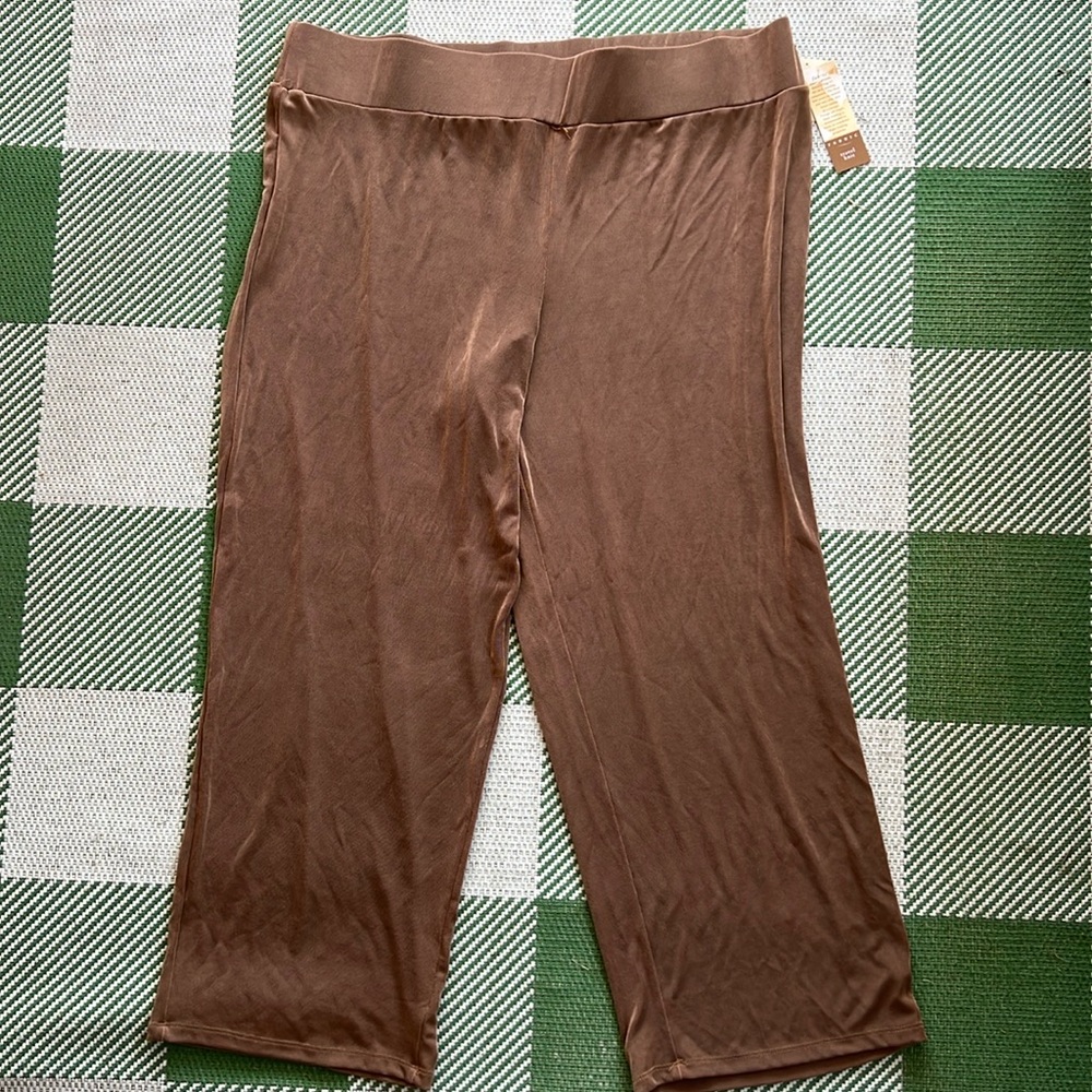 Coldwater Creek brown acetate spandex shimmery 3x dress pants w/ wide waistband